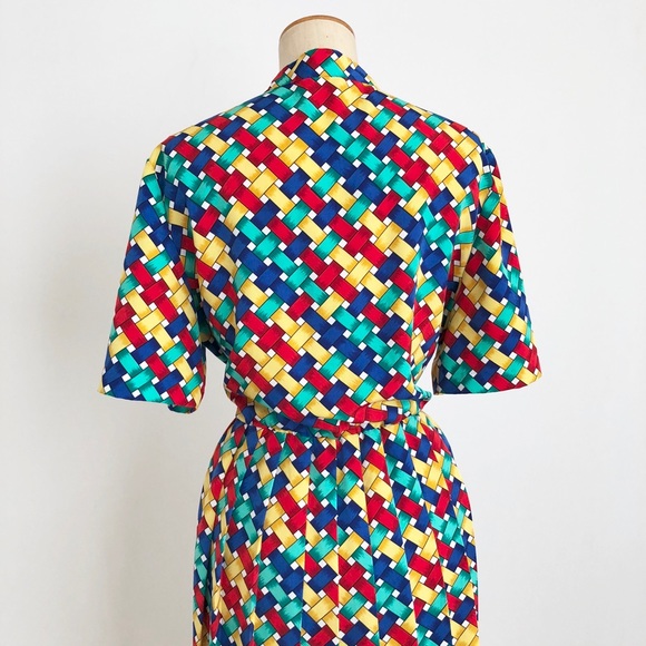 Vintage bright 1980’s shirt dress colorful summer - Picture 5 of 5